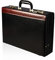 Tassia Briefcase/Attachment Bag with Pleats - PU Leather, Black with Brown Details (Multicolour) - HQ05