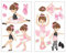 Samunshi® 14-teiliges Rosa Ballerina Mädchen Wandtattoo Set Pink Kinderzimmer Babyzimmer Ballett in 5 Größen (2x21x34cm Mehrfarbig)