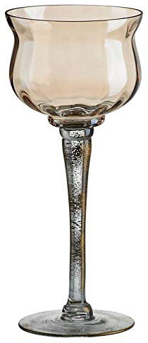CRISTALICA Kerzenhalter Windlicht Leuchter auf Fuß Glas Golden Dust Höhe 30cm Klein