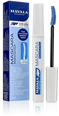 Mavala - Mascara Effet Allongeant Waterproof - Maquillage Soin des Cils aux Protéines de Soie Durable - Testé sous Contrôle Ophtalmologique - 06 Bleu Glacier - 10ml