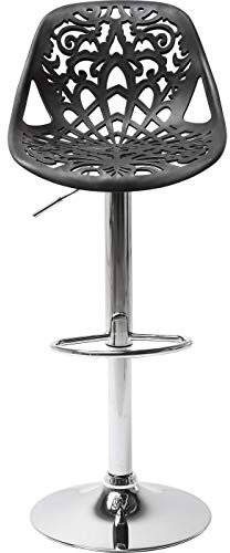 Kare Design Barhocker Ornament, modern, Design-Tresenstuhl mit Rücklehne, höhenverstellbar, mattschwarz-silber, Sitzhöhe 85cm