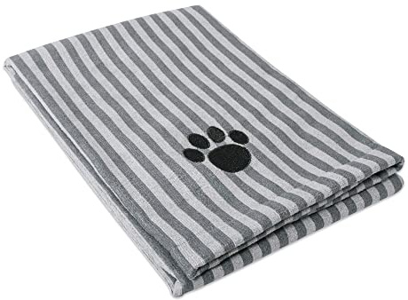 Bone Dry Pet Grooming Towel Collection Absorbent Microfiber X-Large, 41x23.5, Striped Gray