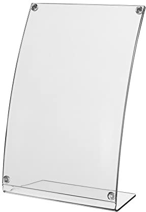 Generisch 5 Stück Vorteilspack L-Ständer MAGNETIC DIN A5 Hoch- und Querformat - Werbeaufsteller gebogen - optimaler Lesewinkel - Tischaufsteller aus Acryl - glasklar - Infoständer A5