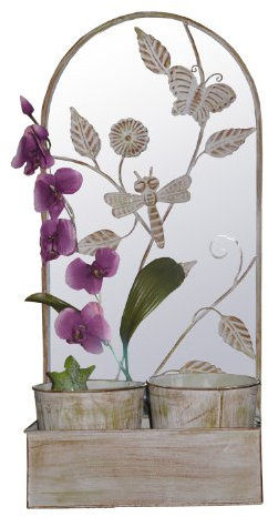 Antique White Iron Garden Planters with Mirror