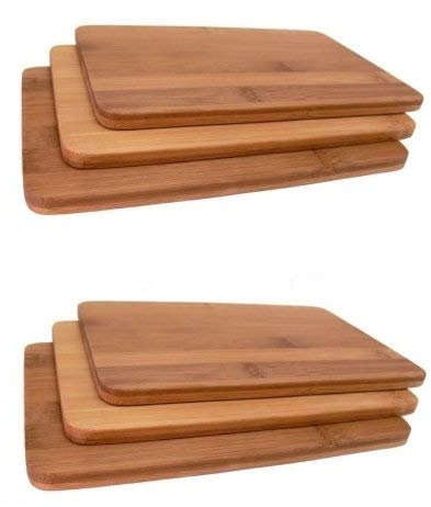 6 Stück Neustanlo Frühstücksbrettchen Bambus Holz Vesperbrettchen Brettchen Brotzeitbrettchen