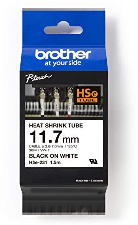 Brother Original P-touch Schrumpfschlauch HSe-231, 11,7 mm zur Kabelbeschriftung (für Brother P-touch P700, P750, P900W, P950NW, H300, H500, E300VP, E500VP und E550WVP)