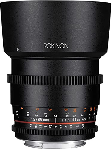 Rokinon Cine DS 85 mm T1.5 AS IF UMC Full Frame Cine Objektiv für Canon EF, Sony E, schwarz, Full-Size