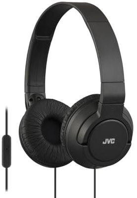 JVC HA-SR185-B-E Extraleichter On-Ear Kopfhörer mit 1-Tasten-Fernbedienung und Mikrofon Kompatibel mit Apple und Android Smartphones, Tablets, eReaders, MP3s, PCs, Laptops, Netbooks, HiFis - Schwarz