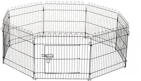 PawHut Parque de Juegos para Perros 8 Paneles 71x61 cm Plegables Jaula Metálica para Mascotas con Puerta para Jardín Patio Exterior Negro