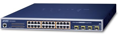 Planet WGSW-24040HP4, Switch di rete L2/L4 Gigabit Ethernet (10/100/1000) Power over Ethernet (PoE), Nero