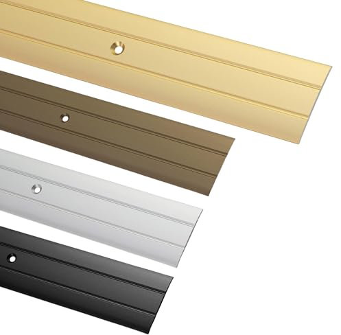 Gedotec Seuil de Porte Barre | Longueur 100 cm, Largeur 37 mm | 1 Pièce Profil Transition Sol | Aluminium Laiton | Plinthe de sol à visser | Profilé de compensation perforé - Seuil de porte