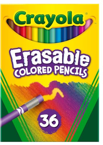 Crayola Erasable Colored Pencils (36ct), Colored Pencils for Kids, For Coloring Books, School Supplies, Classroom Arts & Crafts, Ages 4+