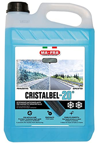 Ma-Fra, Cristalbel -20°C, Detergente Anticongelante Concentrado para Bandejas Limpiaparabrisas, Líquido Limpiaparabrisas Anticalcáreo, Ideal para Todas Las Temporadas, Formato 5 litros