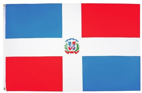 AZ FLAG - Bandera República Dominicana - 90x60 cm - Bandera Dominicana 100% Poliéster Con Ojales de Metal integrados - 50g - Colores Vivos Y Resistente A La Decoloración