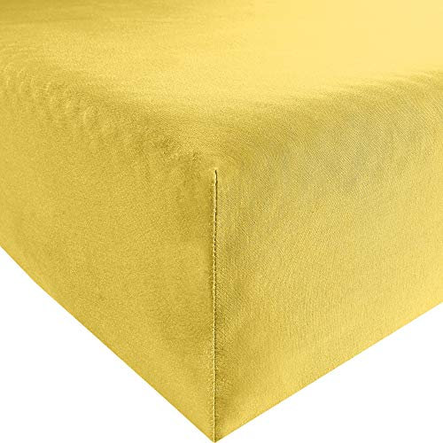 Erwin Müller Spannbettlaken Freising Elasthan-Jersey-Stretch - dehnbar, antipilling, bügelfrei, Rundumgummi - gelb Größe 120x200 cm - 130x220 cm