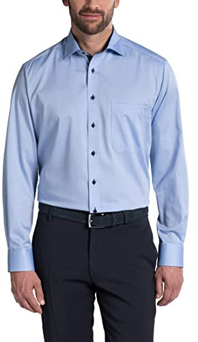 Eterna Herren Shirt Comfort Fit Pinpoint Medium Blue Uni Extra Long Sleeve Hemd, Mittelblau, 48/Mehr