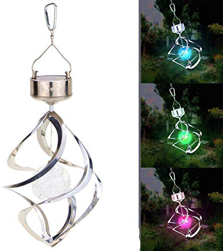 Qiorange Solar angetriebene Licht Wind Spining LED Farbwechsel Hängeleuchte für Party Garten Innenhof Landschaft Pathway Dekoration