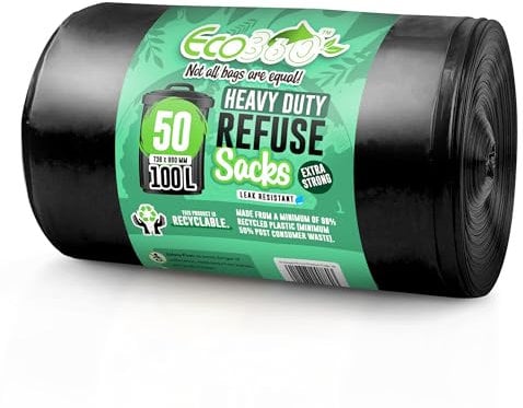 EcoBag Fit for Purpose Eco Bag-50 Sacos de Basura Resistentes, 33 micras, 50 Count (Pack of 1)