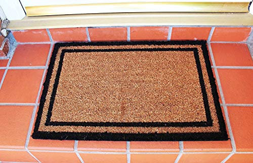 Prime Homewares Coir Door Mat Natural Coconut Entrance Mat Various Design's (Black Border 40 x 60cm)