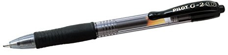 Pilot G2 Kugelschreiber breite Spitze einziehbar, Geltinte Kunststoff mit Gummigriff 12 Stück Noire