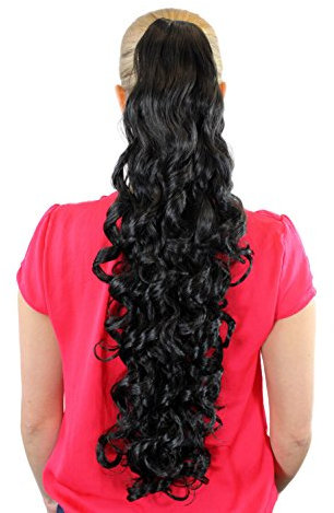 Haarteil Zopf Schwarz ca. 70cm volle Locken Butterfly-Clip Extension JL-3112-1B