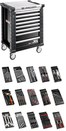 Facom Werkstatt Wagen Jet. 8GM3 schwarz inkl. 15 Module + Flaschenhalter SPOTLIGHT15PKWG