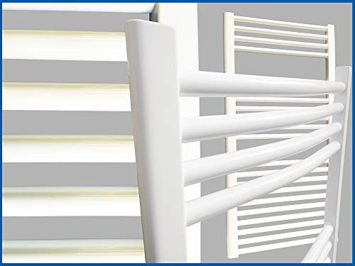 Badheizkörper SMYRNA Weiß 500 x 1600 mm. Gebogen Standardanschluss Handtuchtrockner Handtuchwärmer