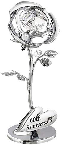Haysom Interiors Modern 60th Anniversary Silver Plated Flower with Swarovski Crystal Glass Bud by Happy Homewares