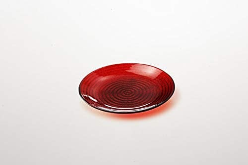 Ten Assiette en Verre pour Desserts de Couleur Rouge avec des Reflets dorés cod.7206072R cm 1,5h diam.16 by Varotto & Co.