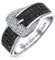 Bling Jewelry Personalisierter modischer Pavé-Zirkonia-Schwarz-CZ-Statement-Gürtelschnallen-Bandring aus Sterlingsilber mit individueller Gravur