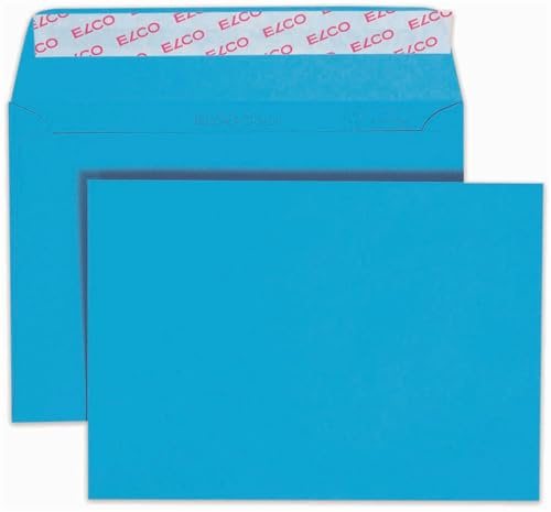 Elco 74634.32 Color Verpackung mit 25 Briefumschläge/Versandtasche, Haftklebeverschluss, C6, 100g, intensivblau, Fenster: nein