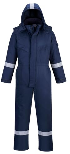 Portwest FR53 Bizflame Work FR Insulated Coverall Long Sleeve Rule Pocket | Navy, Small, EN 61482-1-2 Class 2, EN ISO 11612, EN 1149-5, Secure Fit, Concealed Zip Opening, Action Back, Flame Resistant