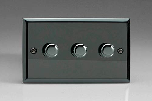 Varilight 3-Gang 2-Way V-Pro Push On/Off Rotary LED Dimmer 3 x 0-120W (Twin Plate) Iridium