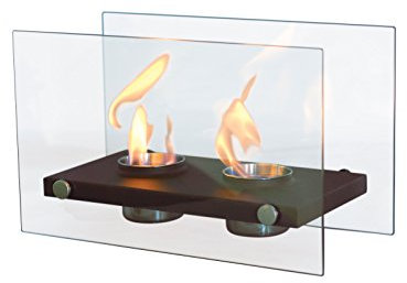 PURLINE ONIROS DUO - Tischkamin ethanol mit doppelter Flamme und gehärtetem Glas