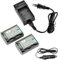 DSTE 2-pack Rechange Batterie et DC04E Voyage Chargeur pour Sony NP-FH50 DSLR-A230 DSLR-A290 DSLR-A330 DSLR-A380 DSLR-A390 DSC-HX1 DSC-HX100V DSC-HX200V HDR-TG5V HDR-TG1E HDR-TG3 HDR-TG5 HDR-TG7