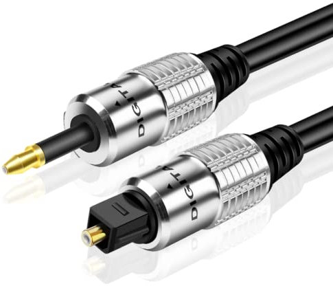 TNP Premium Mini to Toslink Digital Optical Audio Cable (10 Feet) - Standard Adapter Converter Jack Wire Cord