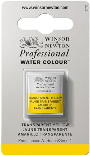 Winsor & Newton 0101653 Professional Aquarellfarbe, lebendige Wasserfarben in Künstlerqualität, hohe Farbbrillanz & Leuchtkraft, lichtecht, Archivqualität, 1/2 Napf - Transparentgelb