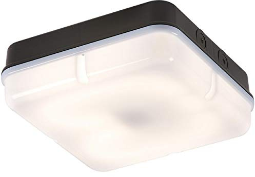 IP65 28W HF Square Emergency Bulkhead with Opal Diffuser and Black Base