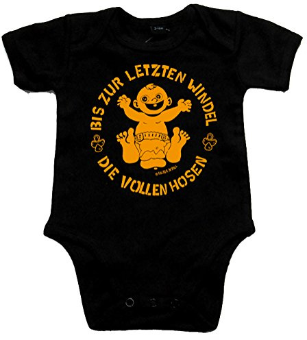 Racker-n-Roll DIE VOLLEN Hosen Bis zur letzten Windel Black Baby-Body schwarz/orange, Größe 74