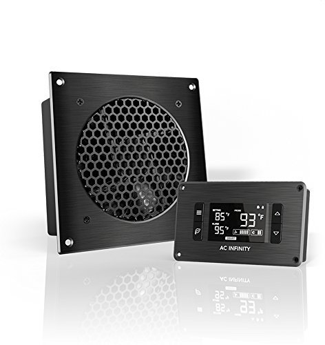 AC Infinity AIRPLATE T3, Quiet Cooling Fan System with Thermostat Control, for Home Theater AV Cabinets