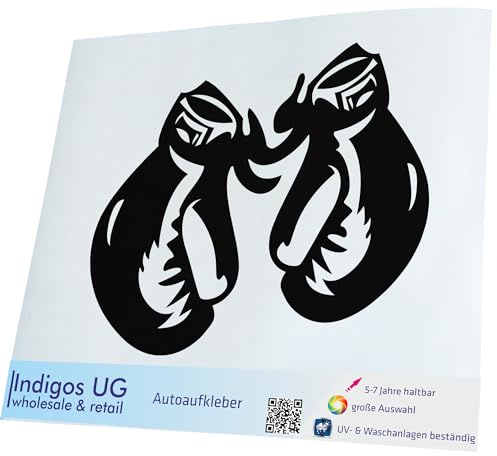 INDIGOS UG Auto Aufkleber Boxhandschuhe Boxen - schwarz - 109x90 - Selbstklebender Sticker für Auto, Fenster, Bus oder LKW - UV-beständig & wetterfest
