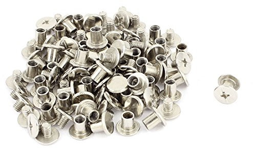 sourcing map Vis Reliure pour 5mm Trou Dia Mâle M5x5mm Rivet Reliure Ceinture Boucle Post Boulons Cuir Attache 50 Ensembles