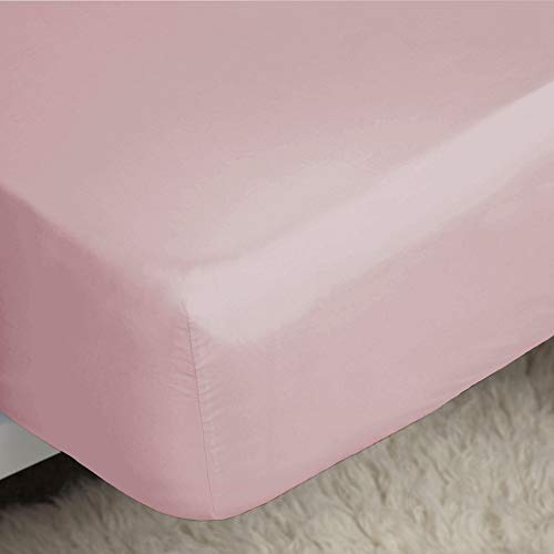 Belledorm Pink Fitted Sheet 28cm Deep, 200 Thread Count, Blush, King Size