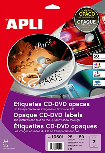 APLI 809881 Multimediaetikette für Cd/Dvd Blister, 25 Blatt