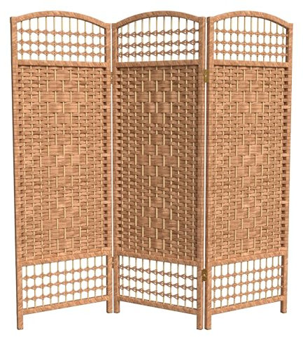 Orientalische Möbel, 122 cm Raumteiler FB-4DMND-NAT-3P-Parent aus Fasergewebe, 3 Panel, naturfarben, Natur, 3 Panel