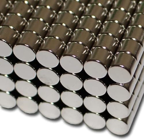 5 Neodym Magnete Ø6x5 mm NdFeB N52 NiCuNi vernickelt - Haftkraft ca. 1,8 kg -