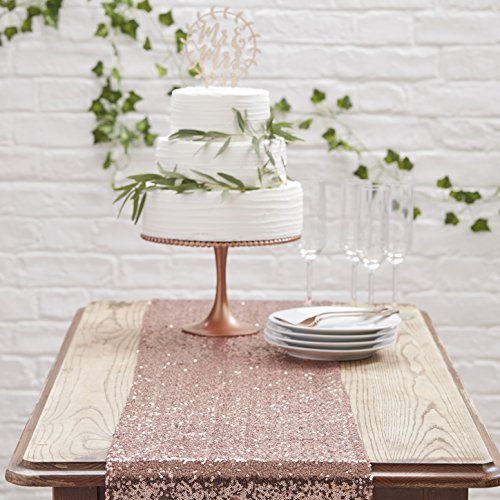 Märchenhochzeit Pailletten Tischläufer roségold
