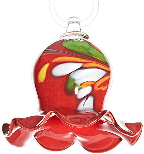 Gartenblume Glockenblüte hängend Garten Glas Mundgeblasen Rot 16 cm inkl. Stab