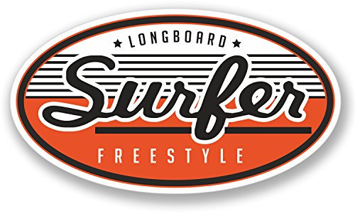 2 x Longboard Freestyle Surfer Aufkleber Auto Fahrrad iPad Laptop Surf Aufkleber Fun #4194 (10 cm breit x 5,6 cm hoch)