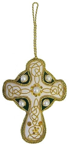Hohes Kreuz geformte hängende Weihnachtsdekoration mit Goldener keltischer Handarbeit